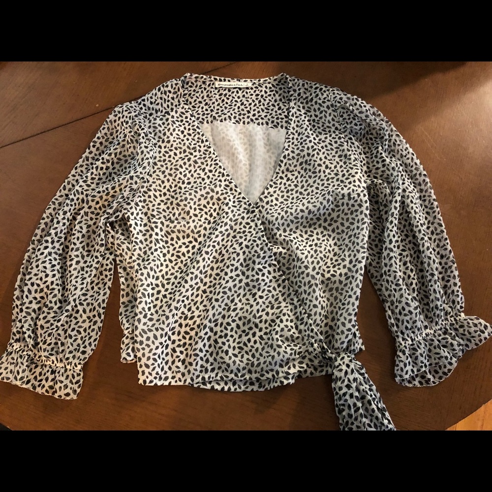 Abercrombie Long-Sleeve Wrap Chiffon Blouse - Picture 2 of 5